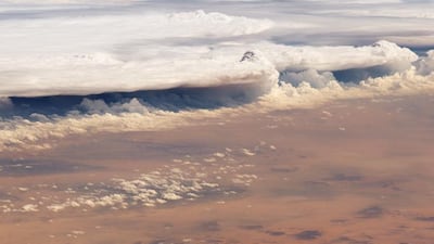 Thunderclouds march past the Al Qassim region of central Saudi Arabia on April 13, 2016. Nasa reported the storm clouds were likely related to the heavy rainfall and flooding in Yemen during that time.