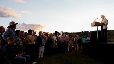 Ms Cheney, Donald Trump's fiercest Republican adversary in Congress, speaks at the event. Reuters