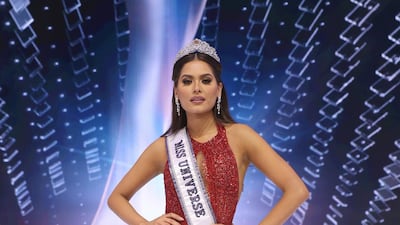 Miss Universe 2020 Andrea Meza poses onstage at the Miss Universe 2021 Pageant at Seminole Hard Rock Hotel & Casino on May 16, 2021 in Hollywood, Florida. AFP