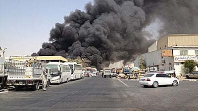 Firefighters struggled to stop the blaze in Ras Al Khor Industrial Area, Dubai.