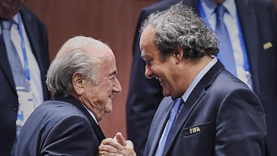 Football world body Fifa president Sepp Blatter with his European counterpart Michel Platini during happier times. Michael Buholzer / AFP