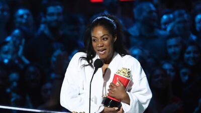 Tiffany Haddish accepts the best comedic performance award for 'Girls Trip' AP