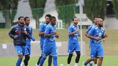 The UAE football team, during a practice session in Lienz last week, will play New Zealand before travelling to the UK for the Olympics. Picture courtesy of UAEFA