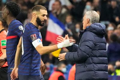 France coach Didier Deschamps with Karim Benzema. AP