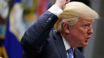 US President Donald Trump speaks during a roundtable discussion on the Foreign Investment Risk Review Modernization Act in the Roosevelt Room of the White House. AFP