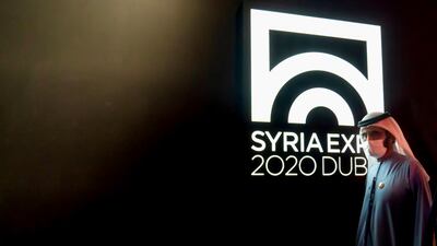 Sheikh Mohammed bin Rashid, Vice President and Ruler of Dubai, enters the Syria pavilion.