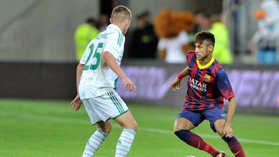Neymar came on in the 78th minute for Barcelona against the Polish side Lechia Gdansk.