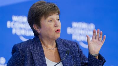 Kristalina Georgieva, managing director of the International Monetary Fund, speaking in Davos, Switzerland. Photo: WEF