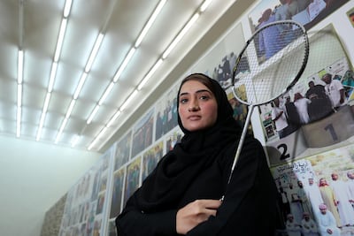 Kholoud Al Shihe, who enjoys playing badminton at RAK sports club for people of determination. Chris Whiteoak / The National