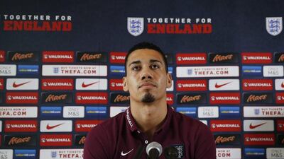 Chris Smalling addresses the media ahead of England's game against Italy. Andrew Couldridge / Reuters