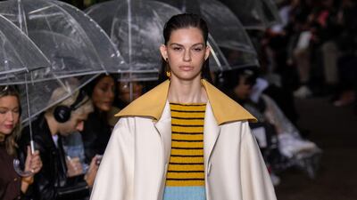 Lanvin opts for a striped top worn under a big collared top layer. Spring summer 2020