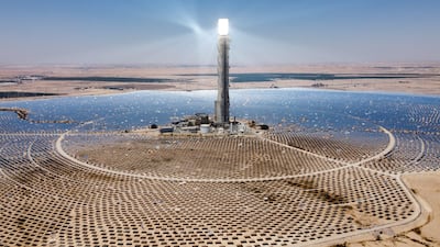 Ashalim solar power station in the Negev desert, near kibbutz Ashalim, southern Israel. The Ashalim solar power station can power 120,000 homes and produce 320 gigawatt-hours of energy a year. EPA