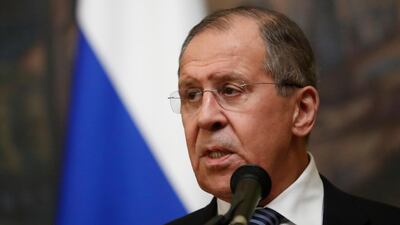 Russian foreign minister Sergei Lavrov informs journalists about Russia's mirror response sanctions against USA and other countries that expelled Russian diplomats. EPA/SERGEI CHIRIKOV