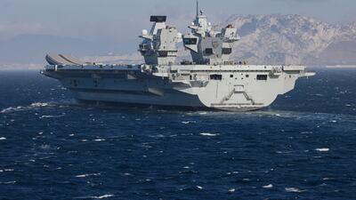 The 'HMS Prince of Wales' arrives in Gibraltar on its maiden overseas port visit on July 6, 2021. EPA