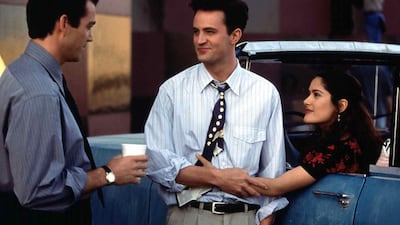 Matthew Perry and Salma Hayek starred in the 1997 romantic comedy Fools Rush In. Alamy