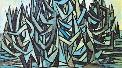 'Moon and Cactus', 122 x 91 centimetres, oil on board, 1959, by Sadequain. All photos: Sadequain Foundation