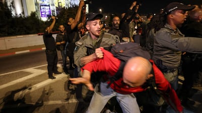 Israeli police used force to disperse anti-government protesters. AFP