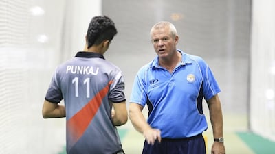 Colin Wells, left, was coach of the UAE senior squad between January 2009 and July 2010. Sarah Dea / The National