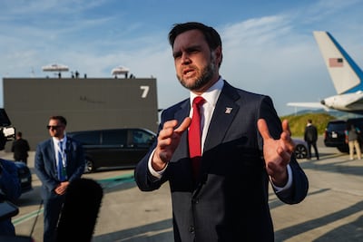 US Vice President JD Vance at Emmen Airbase in Switzerland after talks with Iran on Monday. Getty Images