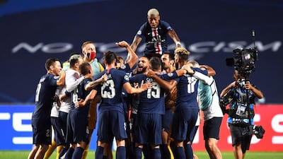 PSG after winning the Champions League semi final 3-0 against Leipzig. EPA