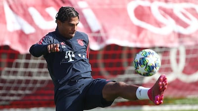 Bayern Munich's Serge Gnabry during training. Reuters