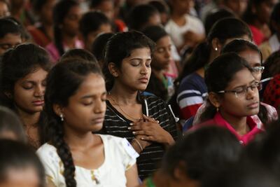 Young Indians take part in a 'Master Your Reality' session in Bangalore last month. EPA
