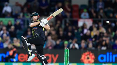 Aaron Finch of Australia plays an attacking shot. Getty