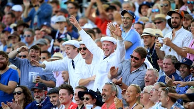 England Fans cheer a boundary at The Oval. Getty