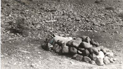 The grave of William Billy Donnelly in Fujairah. A memorial has since been erected at the site in Dhadna. Courtesy: Lesley Botten