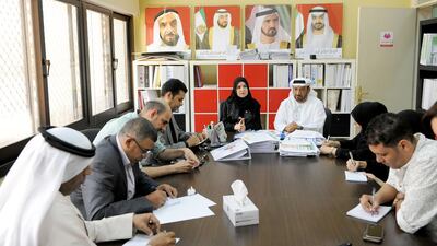 Dr Amal Al Qubaisi, Deputy speaker at the FNC and ADEC director general inspects the progress of the end of the twelfth grade exams.