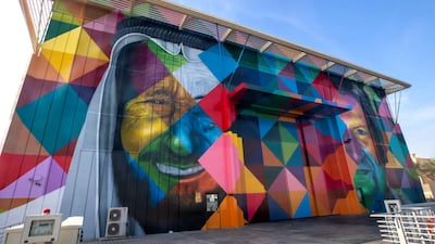 For his project in Abu Dhabi, Kobra spent almost a month in the capital, working with his team to create the large-scale mural. Victor Besa / The National