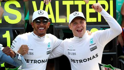 Valtteri Bottas, right, has enjoyed a good working relationship with Lewis Hamilton since joining Mercedes in January. Dan Istitene / Getty Images