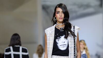 Chanel's signature tweed was mixed with modern touches