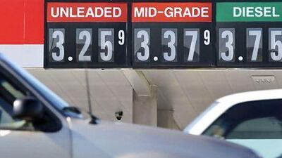 Regular gasoline dropped 9.5 cents on Monday, or 2.8 per cent from a week earlier, to $3.254 a gallon, the lowest since December last year. Danny Johnston / AP Photo