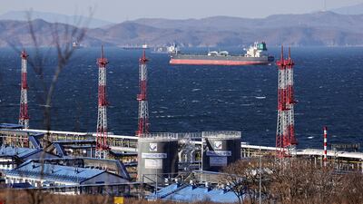 A crude oil tanker in Nakhodka Bay near the port city of Nakhodka, Russia. Reuters