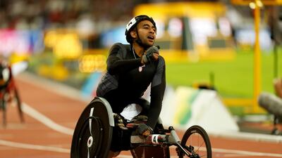 Tunisia's Walid Ktila after winning the men's 100m T34 Final during day two of the 2017 World Para Athletics Championships at London Stadium.