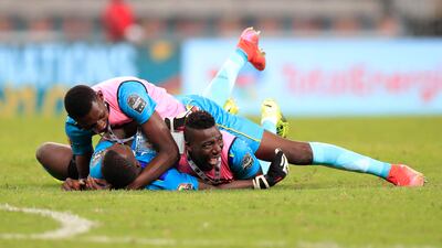 Sierra Leone players celebrate after the match. Reuters