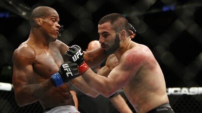 John Makdessi, right, of Canada fights Alan Patrick of Brazil during the second round of the Ultimate Fighting Lightweight Mix Martial Arts bout in Newark, N.J. on Saturday, Feb. 1, 2014. Patrick won by unanimous decision. (AP Photo/Tim Larsen) *** Local Caption *** UFC 169.JPEG-0b261.jpg