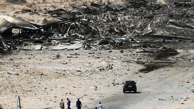The site where the United Parcel Services cargo plane crashed near Dubai airport on 03 September 2010. Ali Haider / EPA