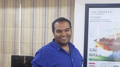 Gaurav Mehta, the director of Priya Blue Industries, which was awarded a Guinness World Records title for breaking the largest ship in the world, Seawise Giant, a tanker. Subhash Sharma for The National