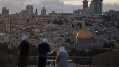 The Mount of Olives, overlooking the Dome of the Rock at the Al Aqsa Mosque compound in the Old City of Jerusalem, on March 7, 2024. AP