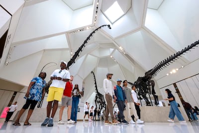 Visitors inside Natural History Museum Abu Dhabi, one of the latest additions to Saadiyat Cultural District. Victor Besa / The National