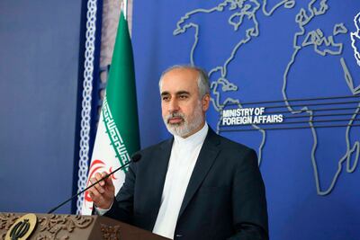 Foreign Ministry spokesman Nasser Kanaani speaks in Tehran, Iran. AP