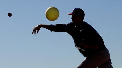 Texas Rangers pitcher Kyle Gibson during spring training for Major League Baseball in Surprise, Arizona, on Friday, February 14, 2020. AP
