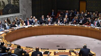 The UN Security Council meeting, where Russia yesterday vetoed a US-drafted United Nations Security Council resolution that would have set up an investigation into chemical weapons use in Syria / AFP