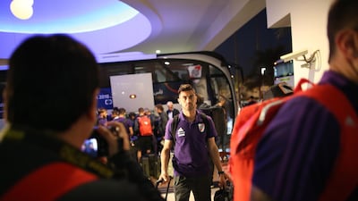River Plate players arrive to their hotel in Abu Dhabi ahead of the Fifa Club World Cup. EPA