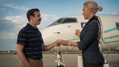 Jason Sudeikis and Hannah Waddingham reunite in season four of Ted Lasso. Photo: Apple TV