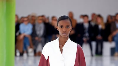 At Loewe, a leather shirt was stretched to outlandish proportions for spring/summer 2023. Getty
