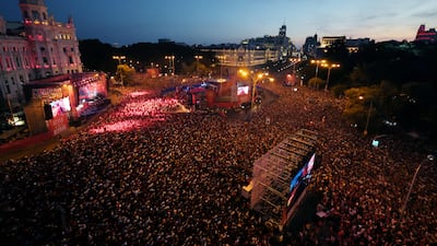 Fans pack the Cibeles Square. AFP
