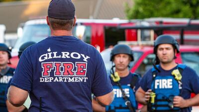 Emergency workers at the scene. Reuters